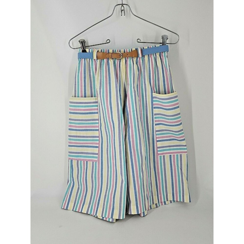 Vintage Ermane' Pastel Stripe Shorts High Waist Size 7-8  wide leg Grandma Core